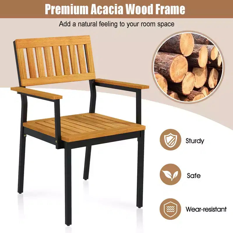 Juego de 2/4 sillas de comedor Costway con respaldo de madera de acacia, asiento inclinado y cómodos reposabrazos