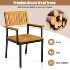 Juego de 2/4 sillas de comedor Costway con respaldo de madera de acacia, asiento inclinado y cómodos reposabrazos