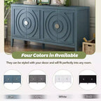 Aparador Retro Whisen con Diseño de Ranura Circular, Tirador de Metal Redondo para Sala de Estar, Entrada, Comedor