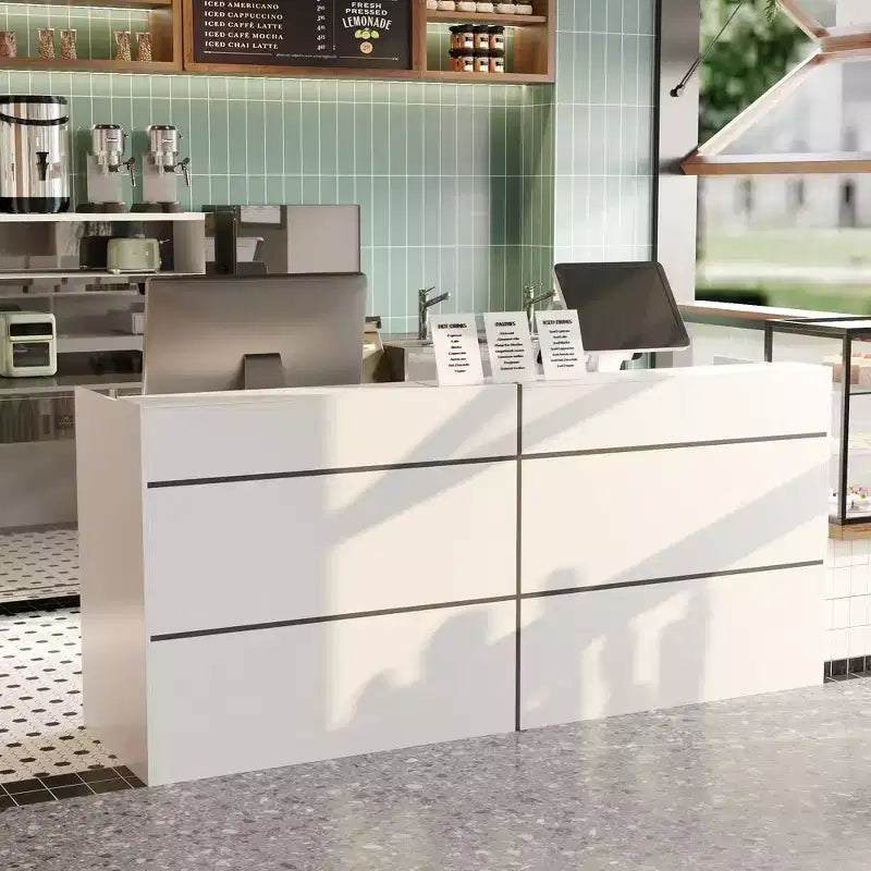 Famapy White Modern Reception Desk Front Counter Desk