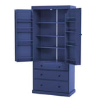 Organizador de despensa de cocina independiente Whisen, gabinete con 3 estantes ajustables, 3 cajones, 8 estantes interiores en las puertas