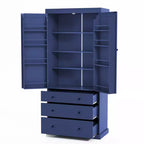 Organizador de despensa de cocina independiente Whisen, gabinete con 3 estantes ajustables, 3 cajones, 8 estantes interiores en las puertas