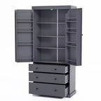 Organizador de despensa de cocina independiente Whisen, gabinete con 3 estantes ajustables, 3 cajones, 8 estantes interiores en las puertas