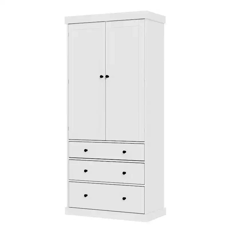 Organizador de despensa de cocina independiente Whisen, gabinete con 3 estantes ajustables, 3 cajones, 8 estantes interiores en las puertas
