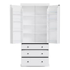 Organizador de despensa de cocina independiente Whisen, gabinete con 3 estantes ajustables, 3 cajones, 8 estantes interiores en las puertas