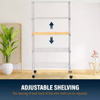 Estantería de alambre resistente de 5 niveles BestMassage, unidad de estantería de metal con estantes ajustables y ruedas con bloqueo para garaje, hogar, cocina