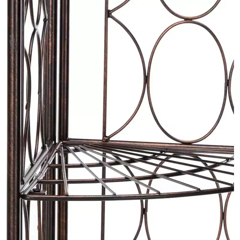 Mueble esquinero de 5 estantes de metal color cobre cepillado marca Kings Brand