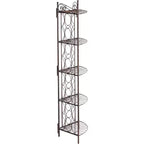 Mueble esquinero de 5 estantes de metal color cobre cepillado marca Kings Brand
