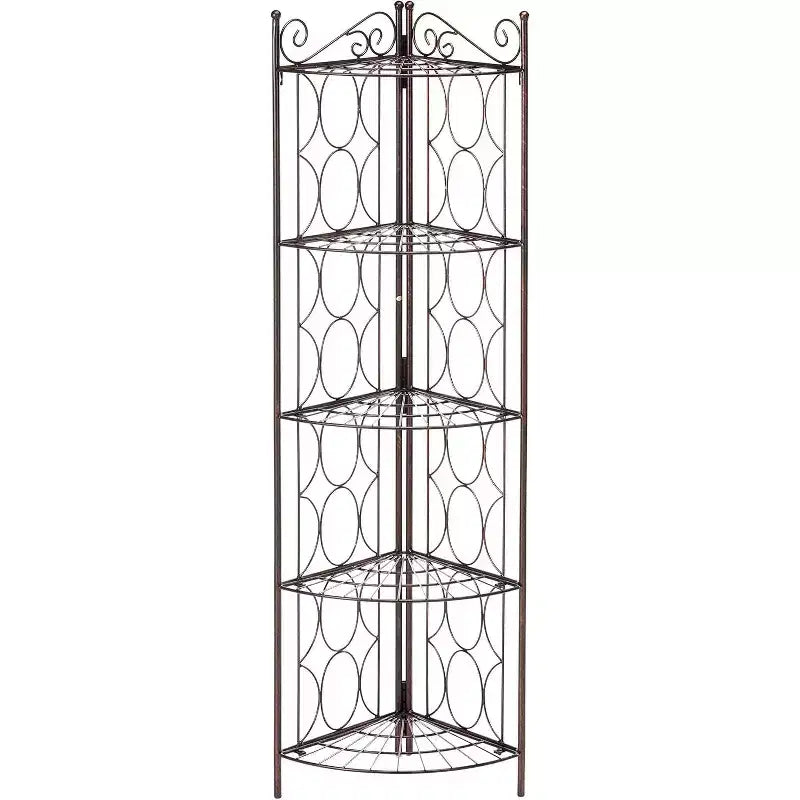 Mueble esquinero de 5 estantes de metal color cobre cepillado marca Kings Brand