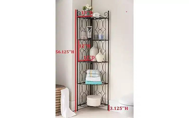 Mueble esquinero de 5 estantes de metal color cobre cepillado marca Kings Brand