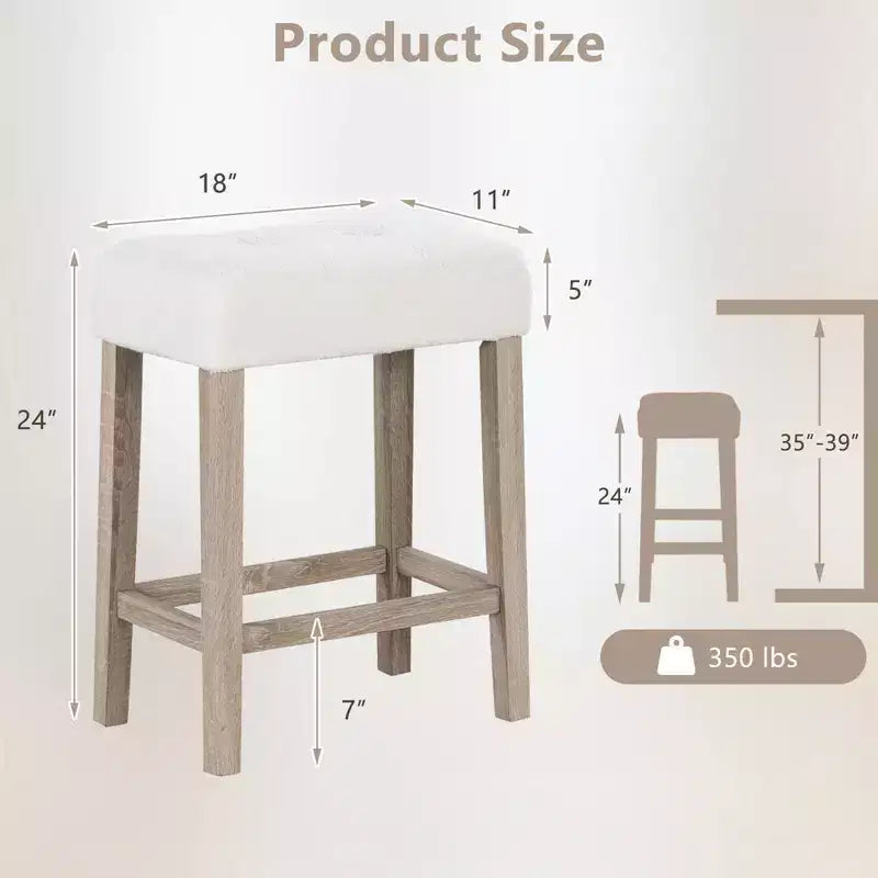 Juego de 2/4 taburetes de bar de altura de mostrador Costway con patas de madera de caucho y reposapiés, modernos para el hogar