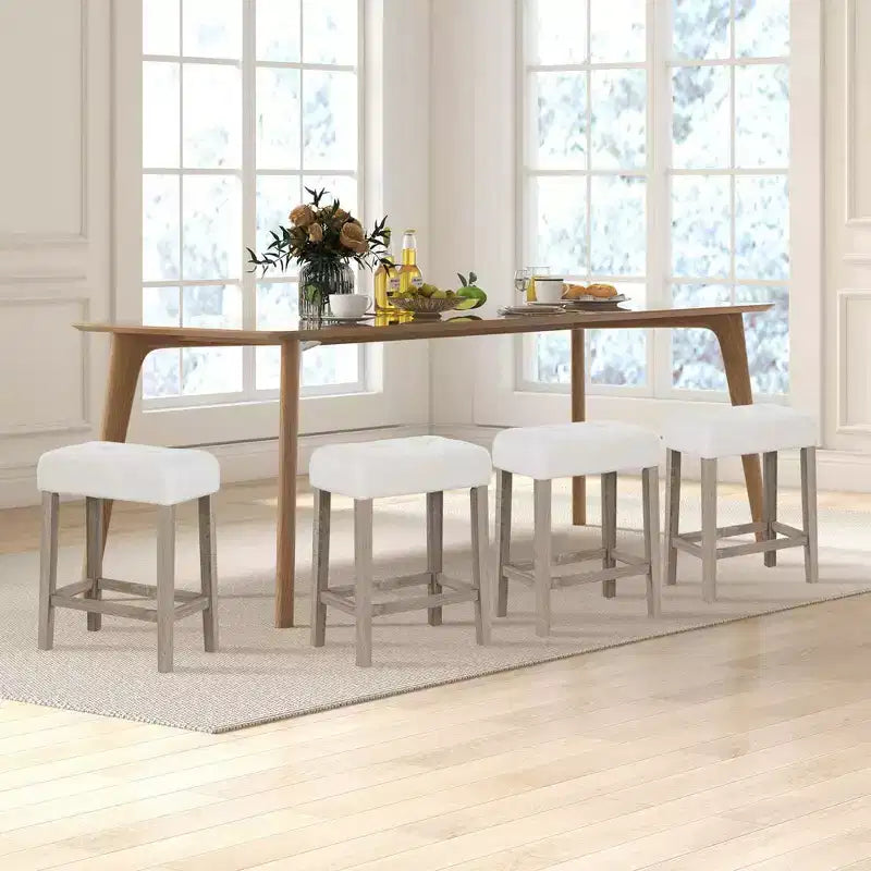 Juego de 2/4 taburetes de bar de altura de mostrador Costway con patas de madera de caucho y reposapiés, modernos para el hogar