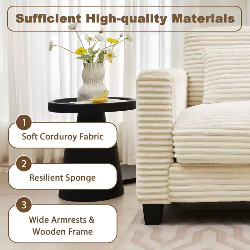 HYLEORY Sofá seccional, muebles de interior Sofá seccional modular convertible de pana para sala de estar