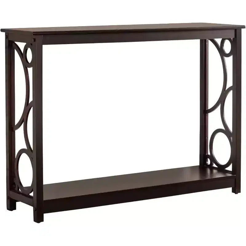 Kings Brand Furniture - Mesa Consola de Sofá de Madera con Acabado en Cerezo Oscuro y Estante de Almacenamiento para Recibidor, Vestíbulo, Sala de Estar