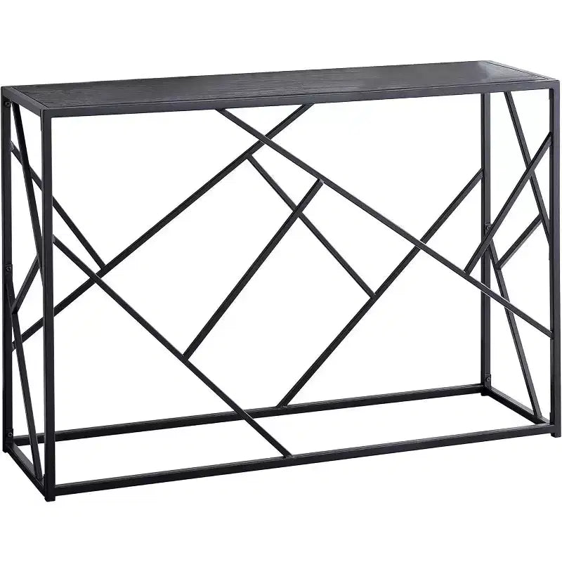 Mesa de sofá consola moderna Macon de Kings Brand Furniture, marco de metal negro y madera gris - Perfecta para entradas y salas de estar