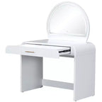 Tocador de 40 W Mesa de maquillaje con espejo iluminado con pantalla táctil y cajón grande, blanco-ModernLuxe