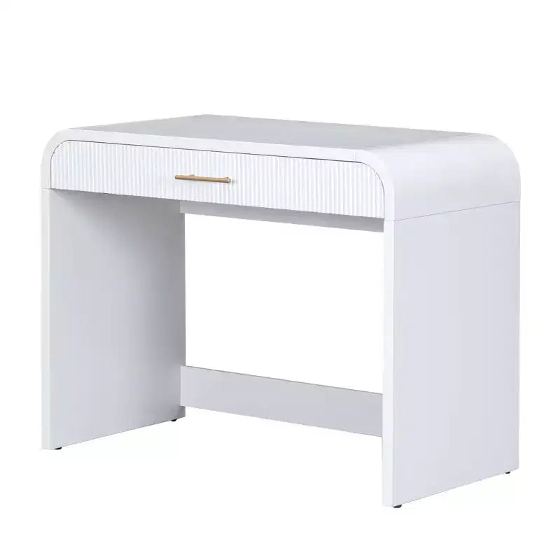 Tocador de 40 W Mesa de maquillaje con espejo iluminado con pantalla táctil y cajón grande, blanco-ModernLuxe