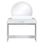 Tocador de 40 W Mesa de maquillaje con espejo iluminado con pantalla táctil y cajón grande, blanco-ModernLuxe