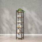 Estantería estrecha alta de 6 niveles, estantería delgada con marco de acero para sala de estar, oficina en casa, estudio - Estilo industrial, 11.8 x 15.7 x 73.8 pulgadas