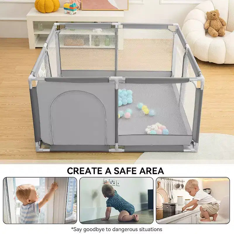 GOTGELIF Parque de juegos de 4 paneles para bebé 50x50, espacioso y seguro, portátil