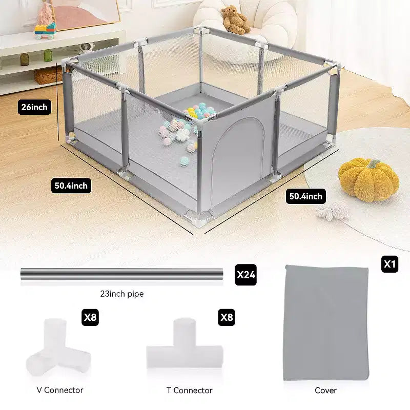 GOTGELIF Parque de juegos de 4 paneles para bebé 50x50, espacioso y seguro, portátil