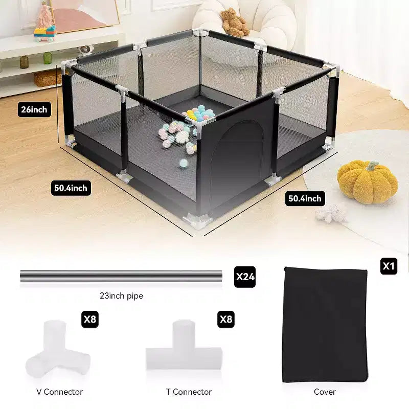 GOTGELIF Parque de juegos de 4 paneles para bebé 50x50, espacioso y seguro, portátil
