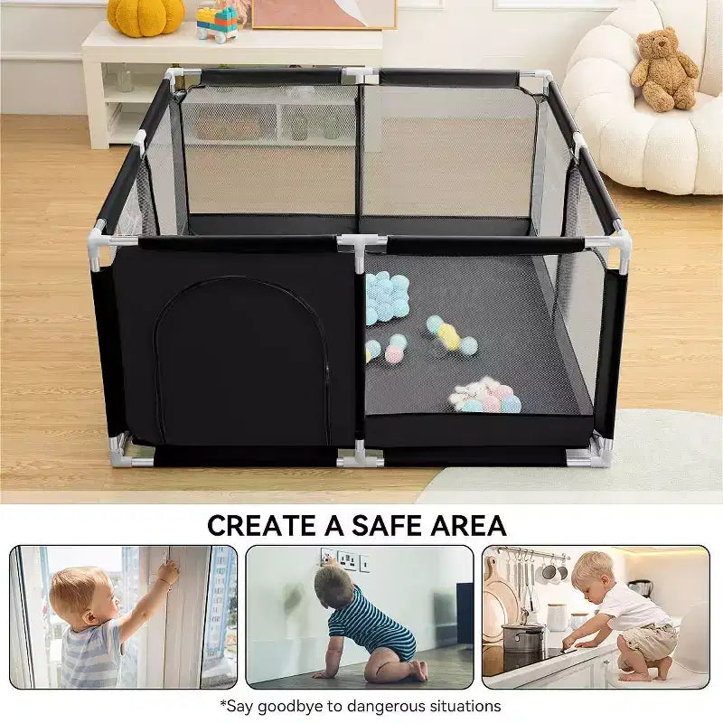 GOTGELIF Parque de juegos de 4 paneles para bebé 50x50, espacioso y seguro, portátil