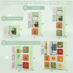 Costway Armario infantil de 12 cubos, cómoda para bebé, aparador de dormitorio, armario para colgar ropa con puertas, rosa/verde