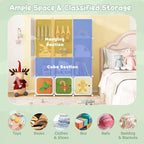 Costway Armario infantil de 12 cubos, cómoda para bebé, aparador de dormitorio, armario para colgar ropa con puertas, rosa/verde