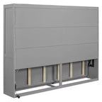 Cama de pared Queen Size Murphy con luces LED, blanco/gris-ModernLuxe