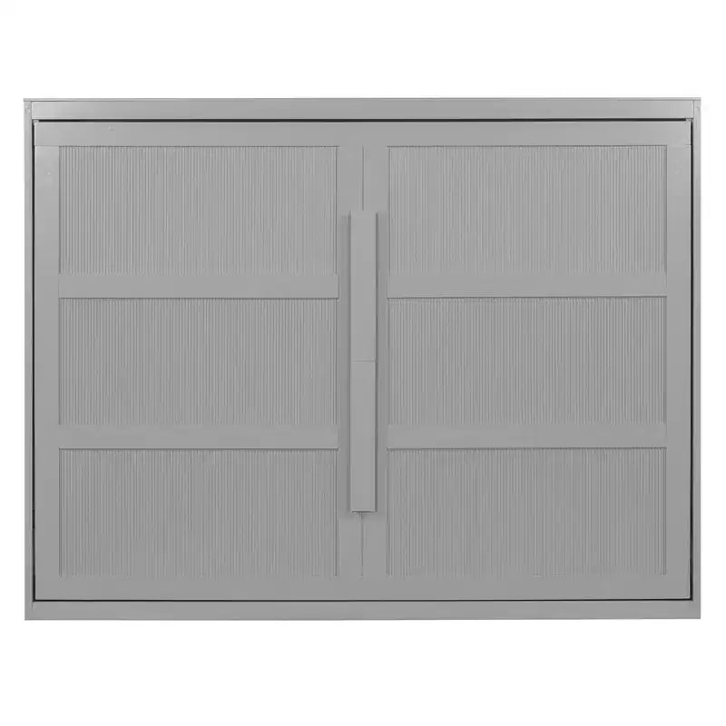 Cama de pared Queen Size Murphy con luces LED, blanco/gris-ModernLuxe