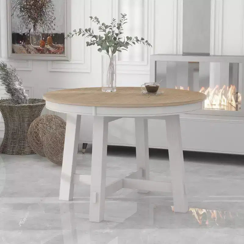 Mesa de comedor Whisen Farmhouse con base en forma de X de 4 patas y extensión de 40.6 cm