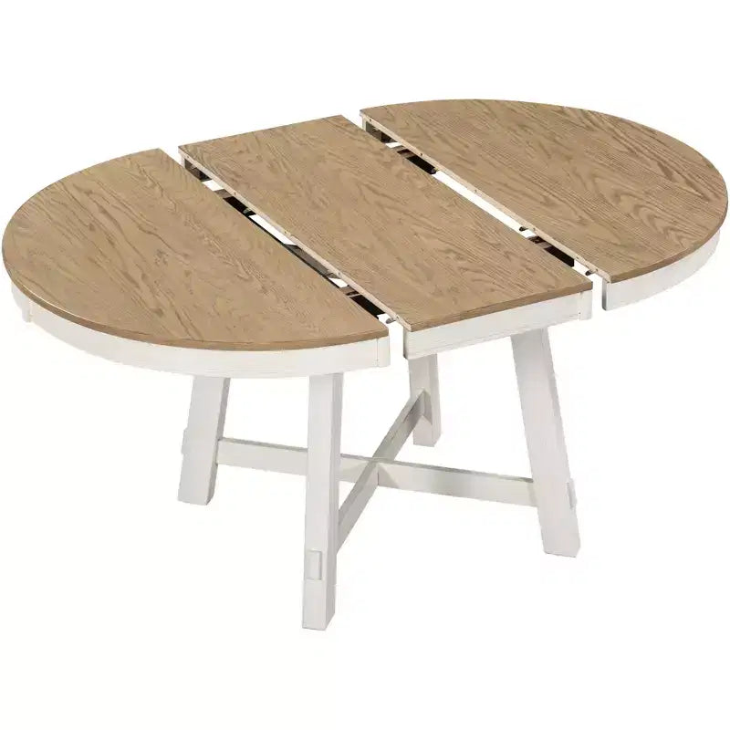 Mesa de comedor Whisen Farmhouse con base en forma de X de 4 patas y extensión de 40.6 cm
