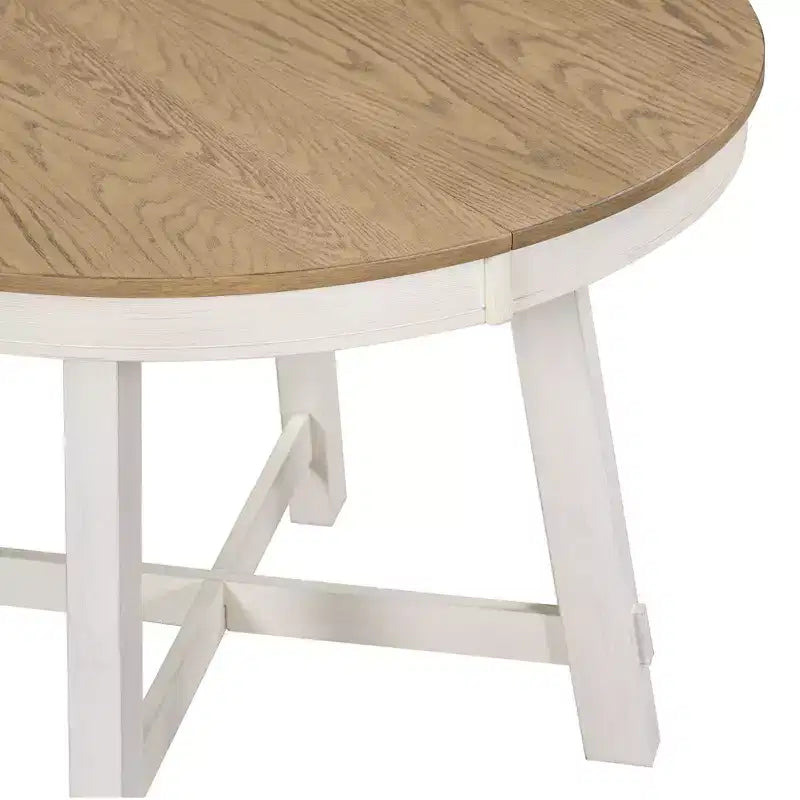 Mesa de comedor Whisen Farmhouse con base en forma de X de 4 patas y extensión de 40.6 cm