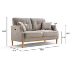 Sofá de 2 plazas GDFStudio Camain de 56,7" con patas de madera, acolchado capitoné y resistente al agua