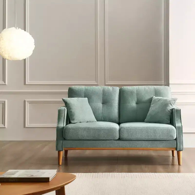 Sofá de 2 plazas GDFStudio Camain de 56,7" con patas de madera, acolchado capitoné y resistente al agua