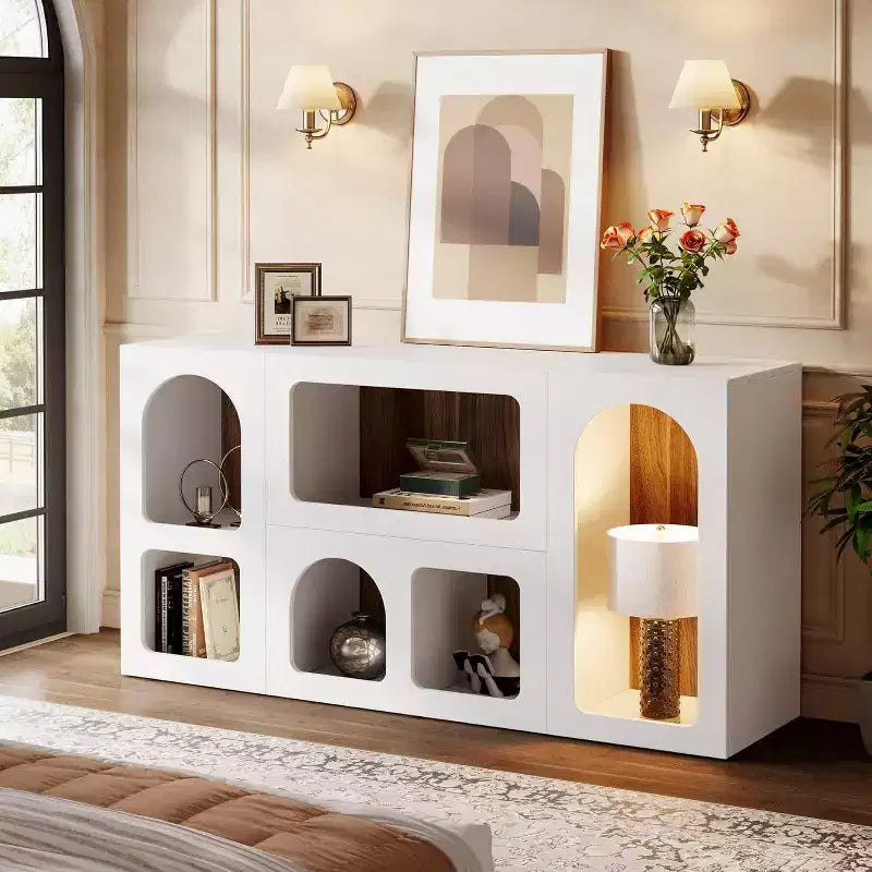 Mesa Consola Lantine 59, Organizador de Almacenamiento Moderno, Mesa de Entrada Mesa Sofá Detrás del Sofá para Sala de Estar, Pasillo, Vestíbulo