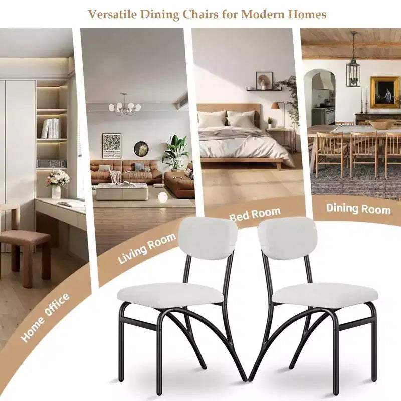 Sillas de comedor, juego de sillas de comedor Boucle de 2/4/6, sillas de comedor de cocina tapizadas modernas de mediados de siglo