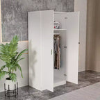 Armario de dos puertas blanco minimalista Famapy con barra para colgar y almacenamiento organizado