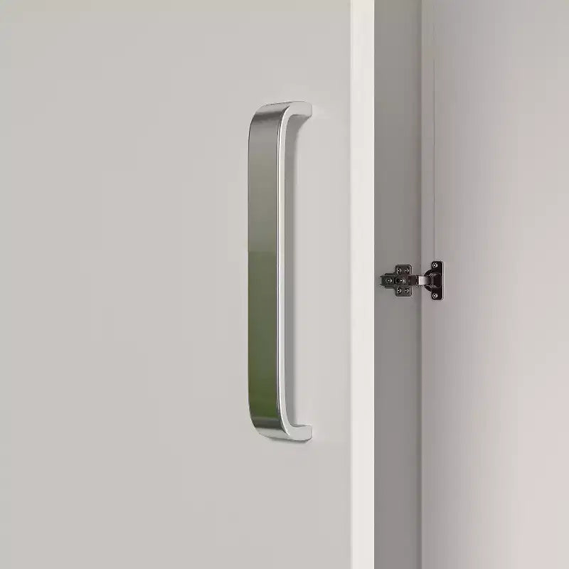 Armario de dos puertas blanco minimalista Famapy con barra para colgar y almacenamiento organizado