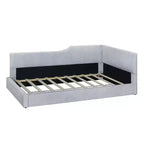 Cama nido tapizada en pana con forma de L, tamaño doble/matrimonial, con dos camas individuales, 4D - ModernLuxe