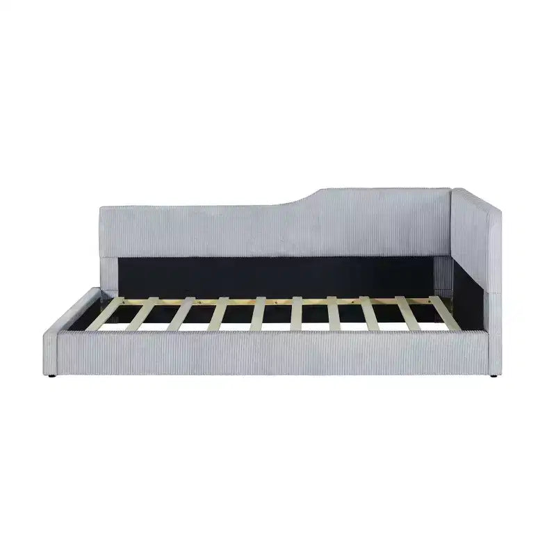 Cama nido tapizada en pana con forma de L, tamaño doble/matrimonial, con dos camas individuales, 4D - ModernLuxe