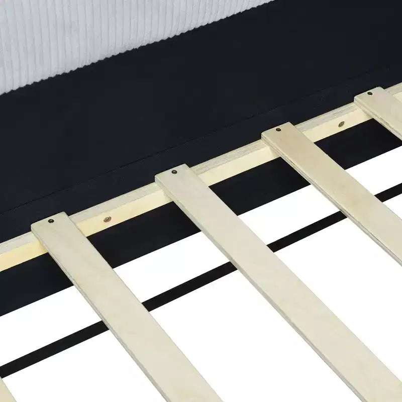 Cama nido tapizada en pana con forma de L, tamaño doble/matrimonial, con dos camas individuales, 4D - ModernLuxe