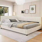 Cama nido tapizada en pana con forma de L, tamaño doble/matrimonial, con dos camas individuales, 4D - ModernLuxe