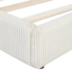Cama nido tapizada en pana con forma de L, tamaño doble/matrimonial, con dos camas individuales, 4D - ModernLuxe
