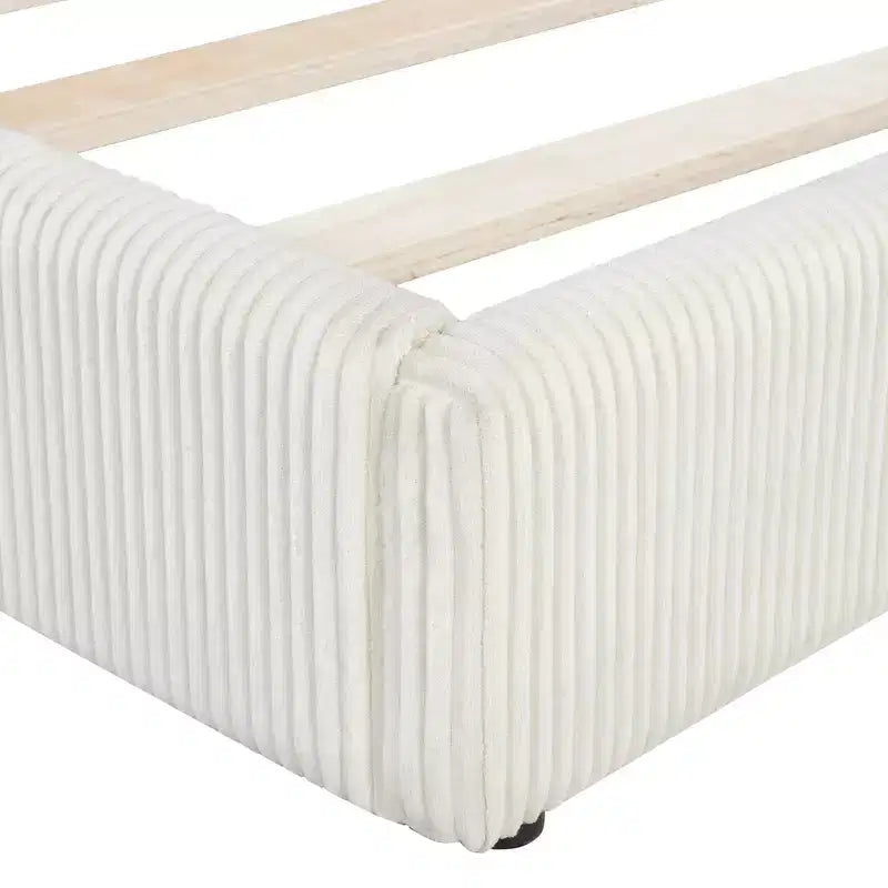 Cama nido tapizada en pana con forma de L, tamaño doble/matrimonial, con dos camas individuales, 4D - ModernLuxe