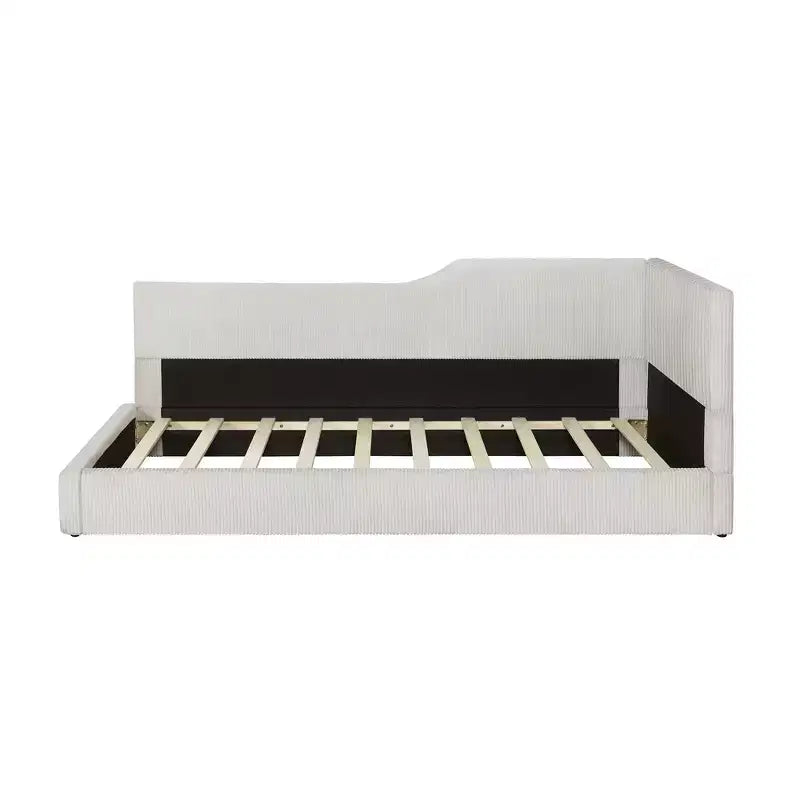 Cama nido tapizada en pana con forma de L, tamaño doble/matrimonial, con dos camas individuales, 4D - ModernLuxe