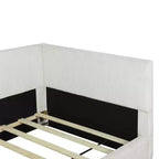 Cama nido tapizada en pana con forma de L, tamaño doble/matrimonial, con dos camas individuales, 4D - ModernLuxe