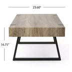 Mesa de centro industrial 43W con parte superior gruesa, gris Canyon-ModernLuxe