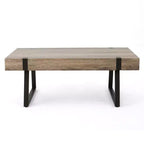 Mesa de centro industrial 43W con parte superior gruesa, gris Canyon-ModernLuxe